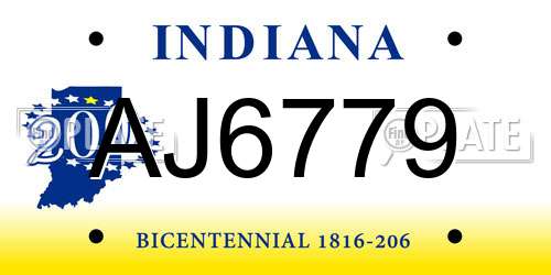 AJ6779 Indiana License Plate