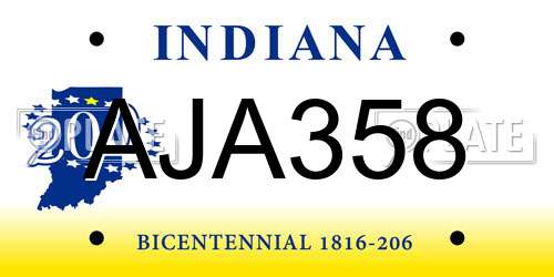 AJA358 Indiana License Plate