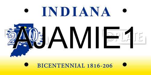AJAMIE1 Indiana License Plate