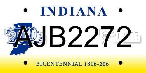 AJB2272 Indiana License Plate