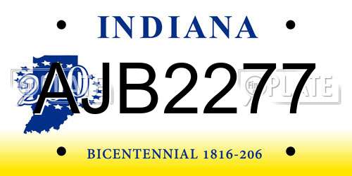 AJB2277 Indiana License Plate