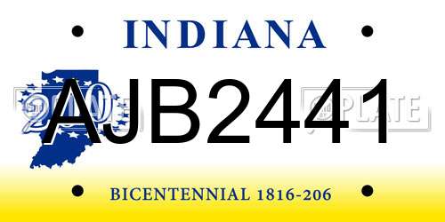AJB2441 Indiana License Plate