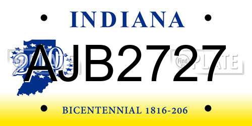 AJB2727 Indiana License Plate