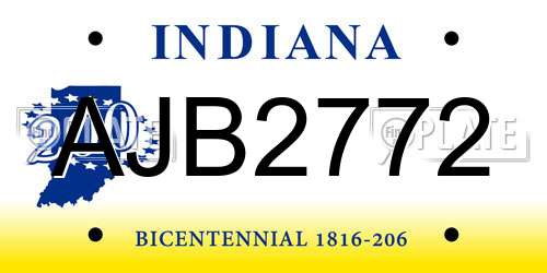 AJB2772 Indiana License Plate