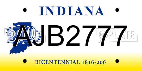 AJB2777 Indiana License Plate
