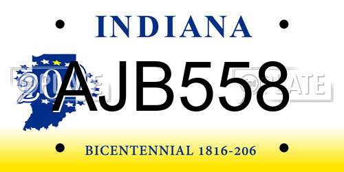 AJB558 Indiana License Plate