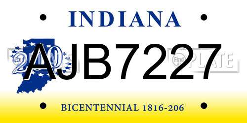 AJB7227 Indiana License Plate