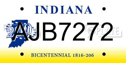 AJB7272 Indiana License Plate