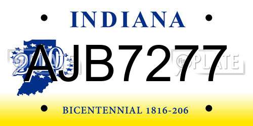 AJB7277 Indiana License Plate