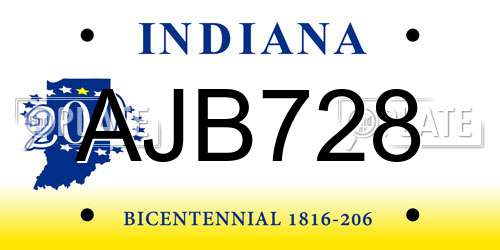 AJB728 Indiana License Plate