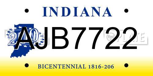 AJB7722 Indiana License Plate