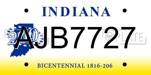 AJB7727 Indiana License Plate