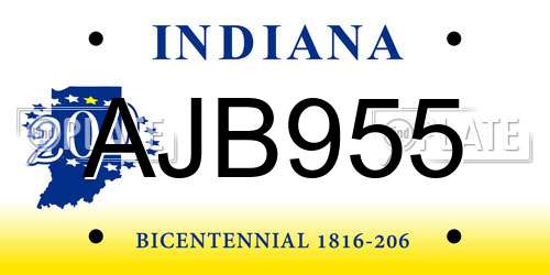 AJB955 Indiana License Plate