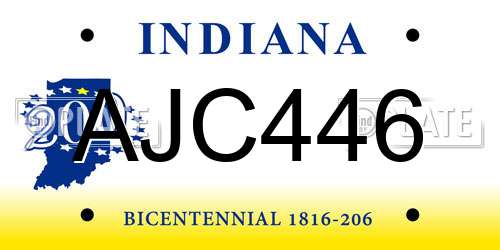AJC446 Indiana License Plate
