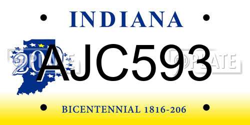 AJC593 Indiana License Plate