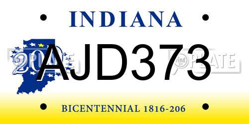 AJD373 Indiana License Plate
