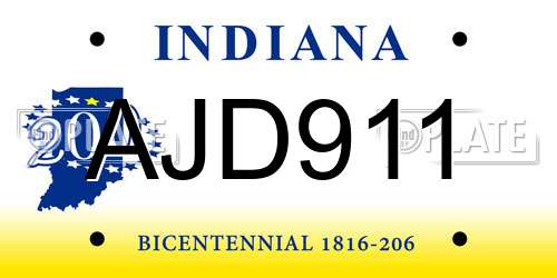 AJD911 Indiana License Plate
