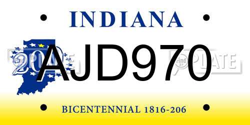 AJD970 Indiana License Plate