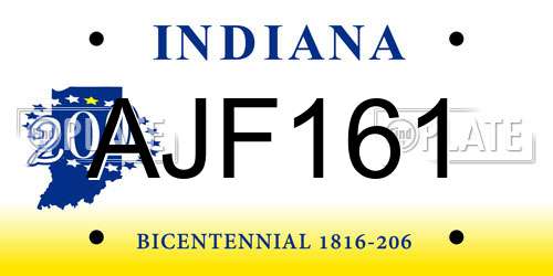AJF161 Indiana License Plate