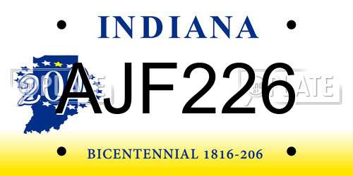 AJF226 Indiana License Plate