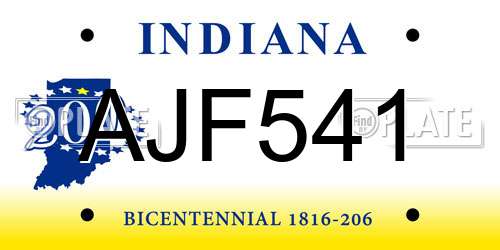 AJF541 Indiana License Plate