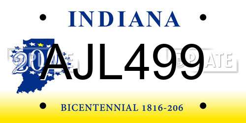 AJL499 Indiana License Plate