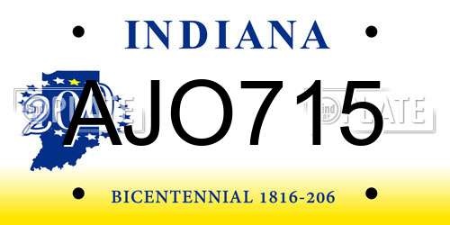 AJO715 Indiana License Plate