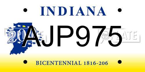 AJP975 Indiana License Plate