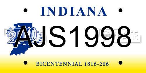 AJS1998 Indiana License Plate
