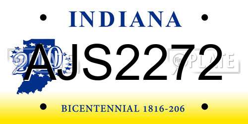 AJS2272 Indiana License Plate