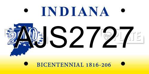 AJS2727 Indiana License Plate