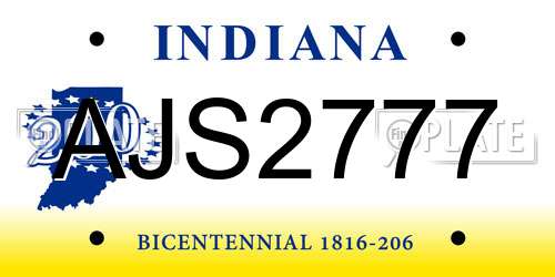 AJS2777 Indiana License Plate