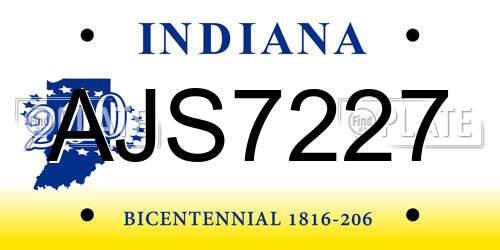 AJS7227 Indiana License Plate