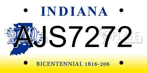 AJS7272 Indiana License Plate