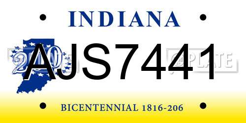 AJS7441 Indiana License Plate