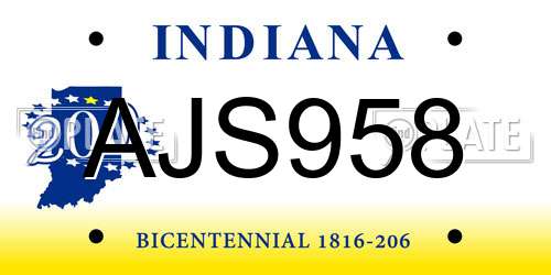 AJS958 Indiana License Plate