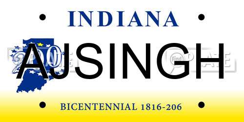 AJSINGH Indiana License Plate