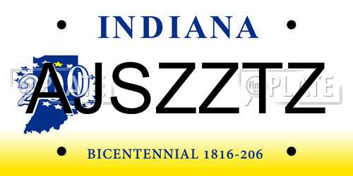 AJSZZTZ Indiana License Plate