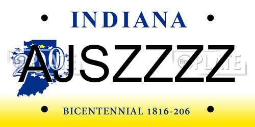 AJSZZZZ Indiana License Plate