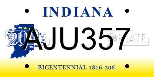 AJU357 Indiana License Plate