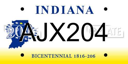 AJX204 Indiana License Plate