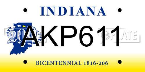 AKP611 Indiana License Plate