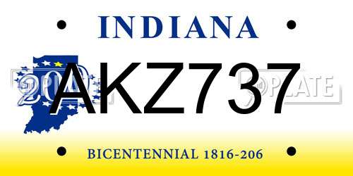 AKZ737 Indiana License Plate
