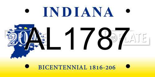 AL1787 Indiana License Plate