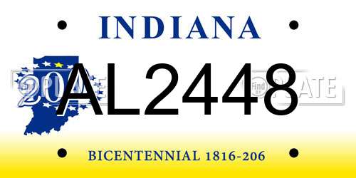 AL2448 Indiana License Plate