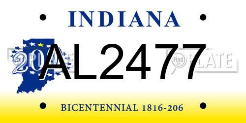 AL2477 Indiana License Plate