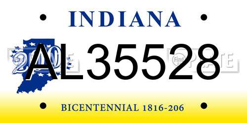 AL35528 Indiana License Plate