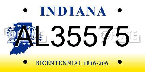 AL35575 Indiana License Plate