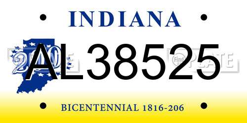 AL38525 Indiana License Plate