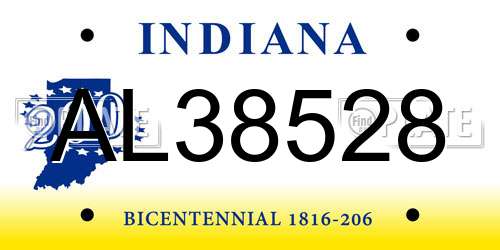 AL38528 Indiana License Plate